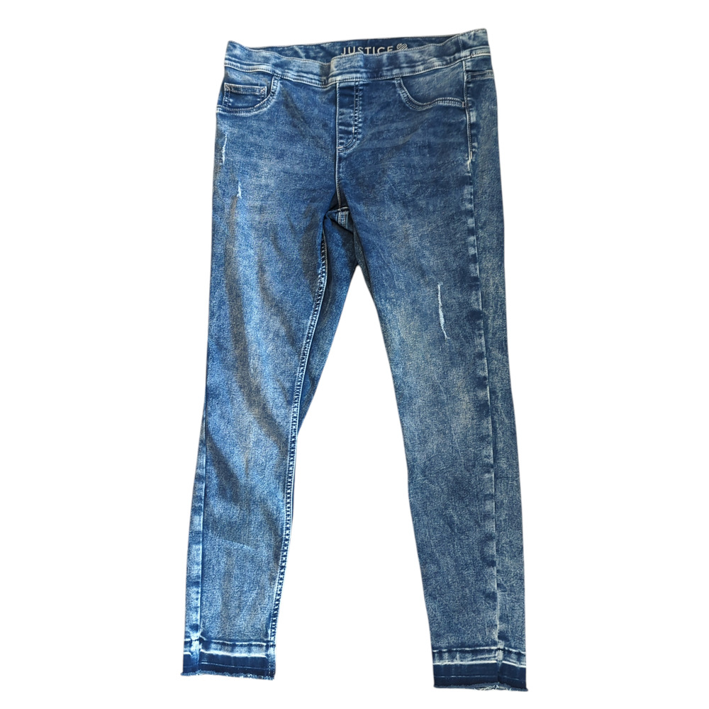 JUSTICE Girls 16 Plus Blue Distressed Skinny Jeans Casual School Medium Rinse